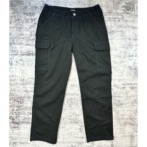 NWT True Religion Cargo Pants 34 Jet Black Pacific Blue Stitch MSRP $159